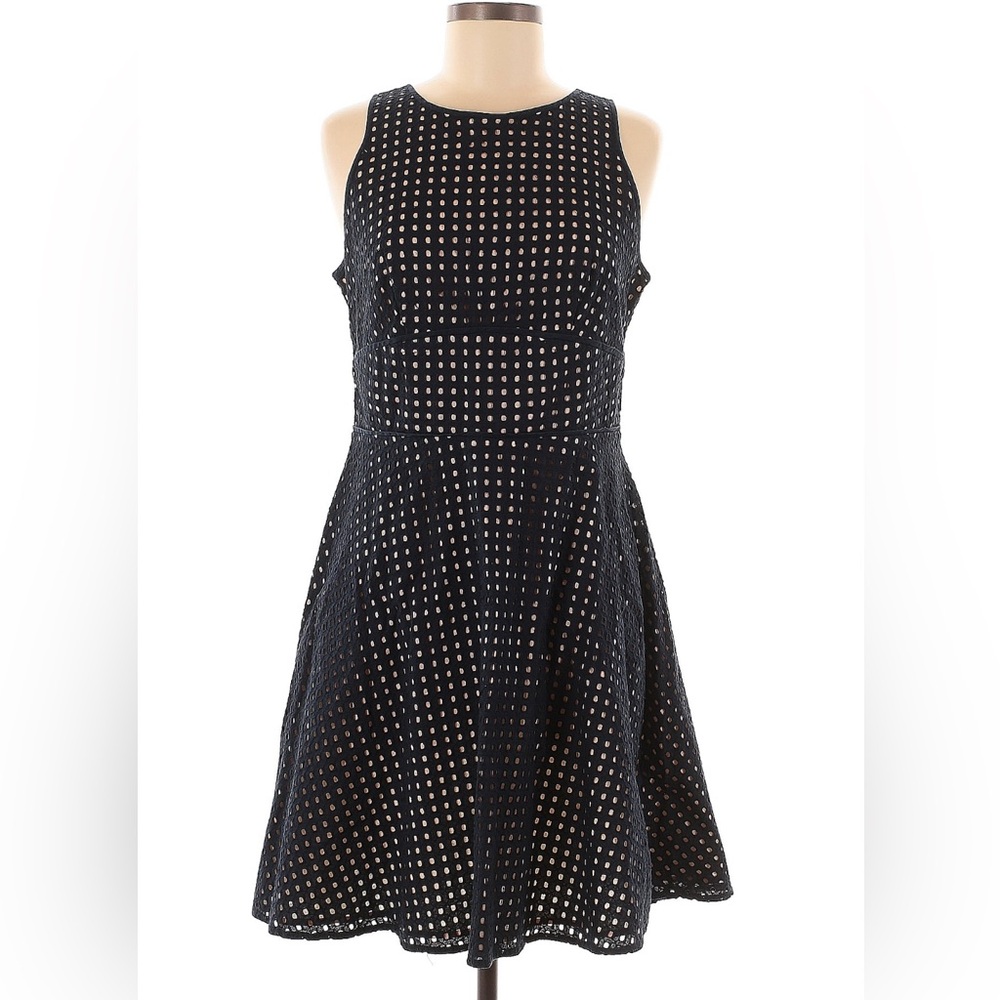 Ann Taylor LOFT Elegant Black and White polka dots Women's Dress